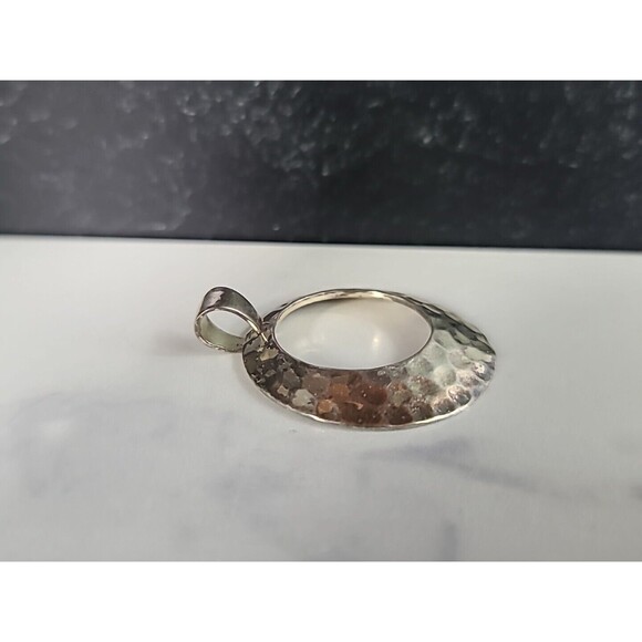 925 Hammered Circular Pendant Vintage - Picture 8 of 10